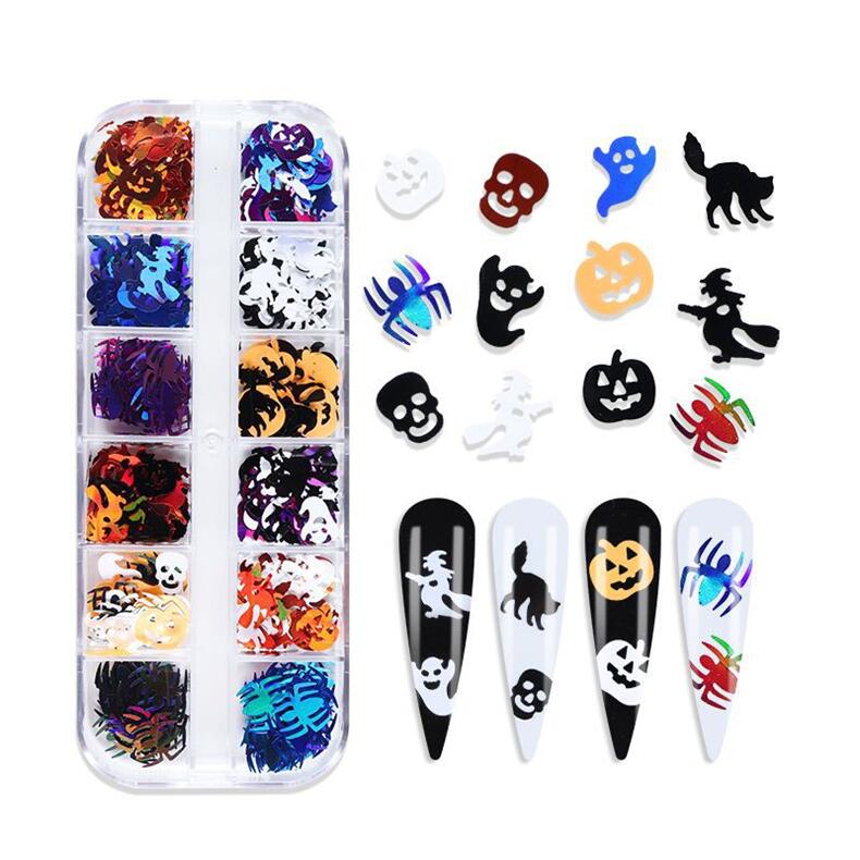 12 lưới 3D Skull Ghost Nail Sequins