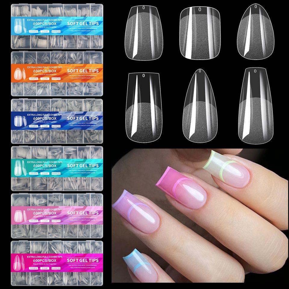 600 Cái Gel Mềm Bao Phủ Toàn Bộ Đầu Móng Tay