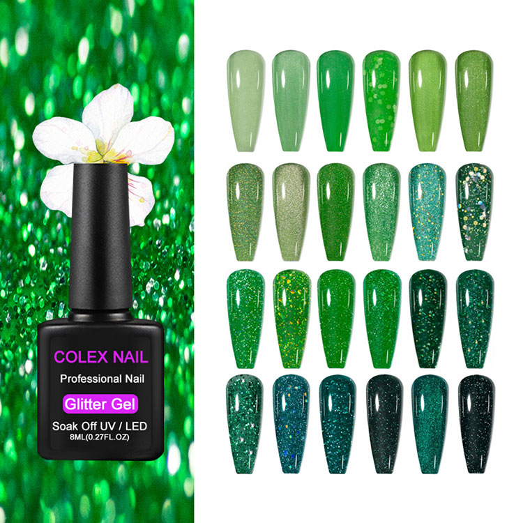 8ml màu xanh lá cây long lanh đánh bóng
