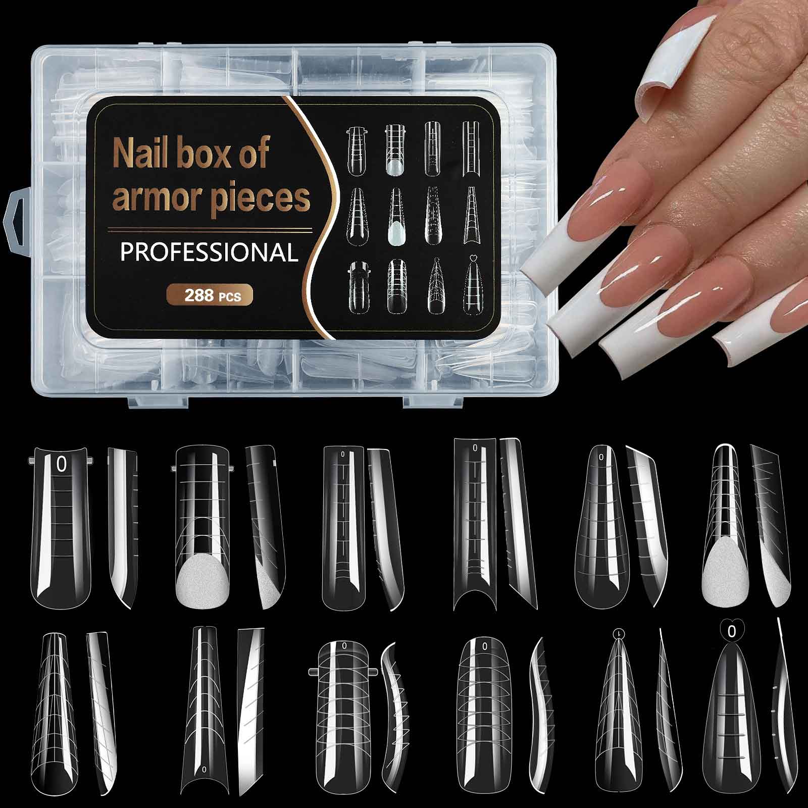 Dual Nail Forms Mẹo làm móng 12 hình dạng 288 chiếc cho gel móng tay poly