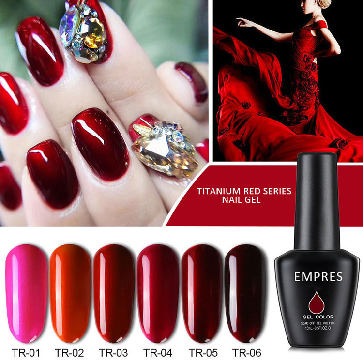 Hiệu ứng gương Titanium Red UV Gel đánh bóng
