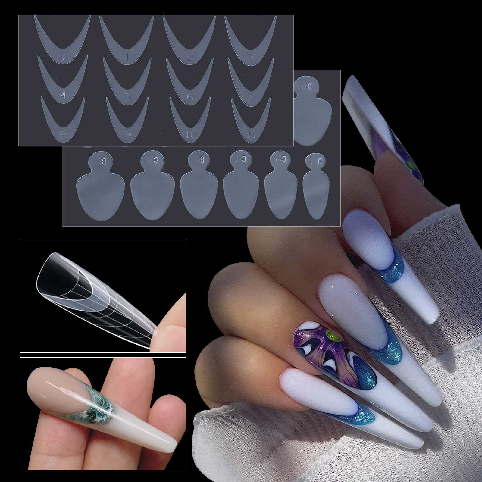 Miếng dán làm móng tay kiểu Pháp bằng silicone cho khuôn móng tay