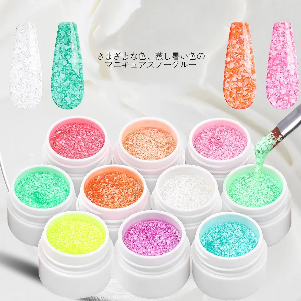 Những bông tuyết sequin long lanh gel móng tay long lanh